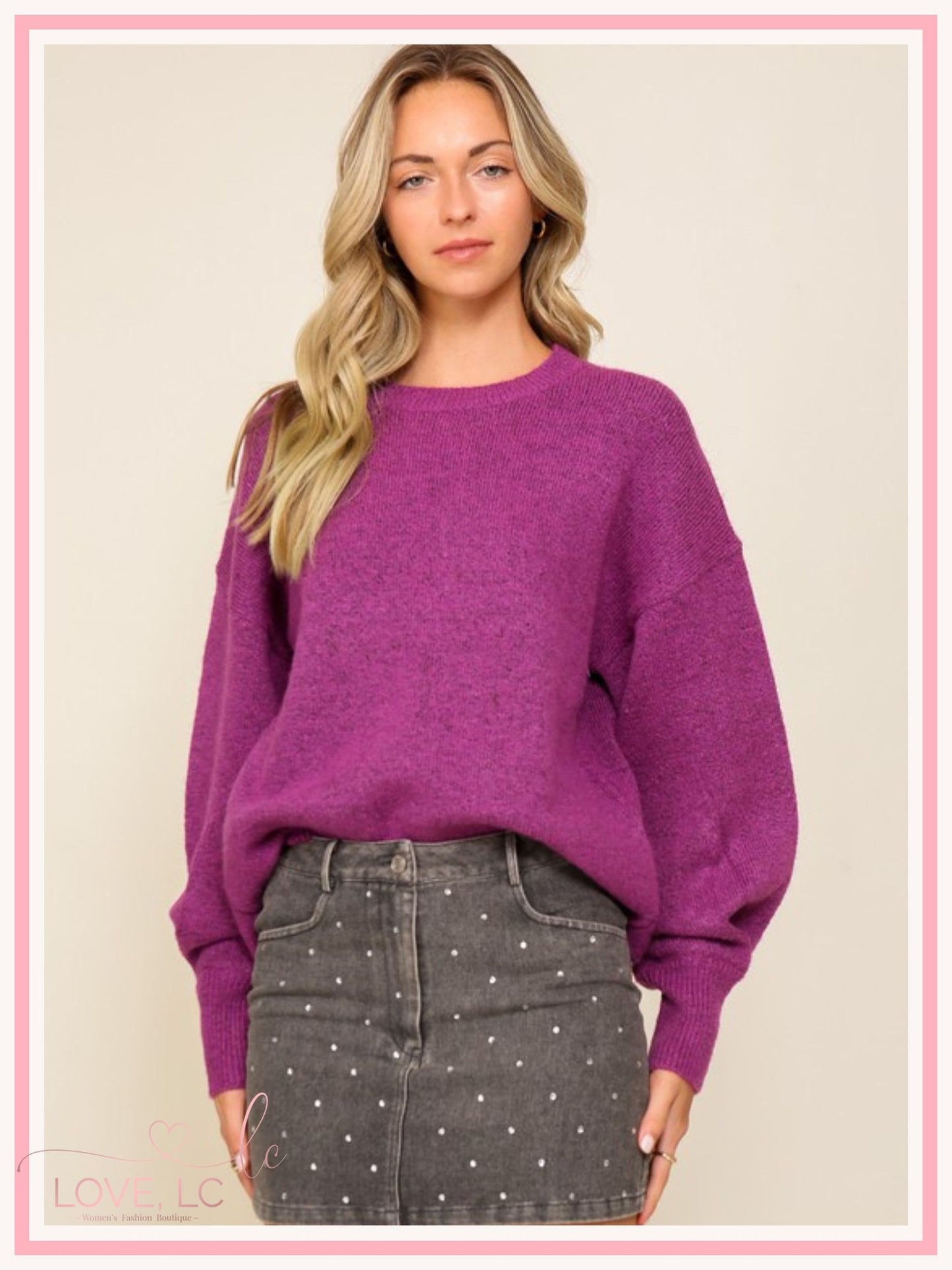 Oversized Berry Sweater Top