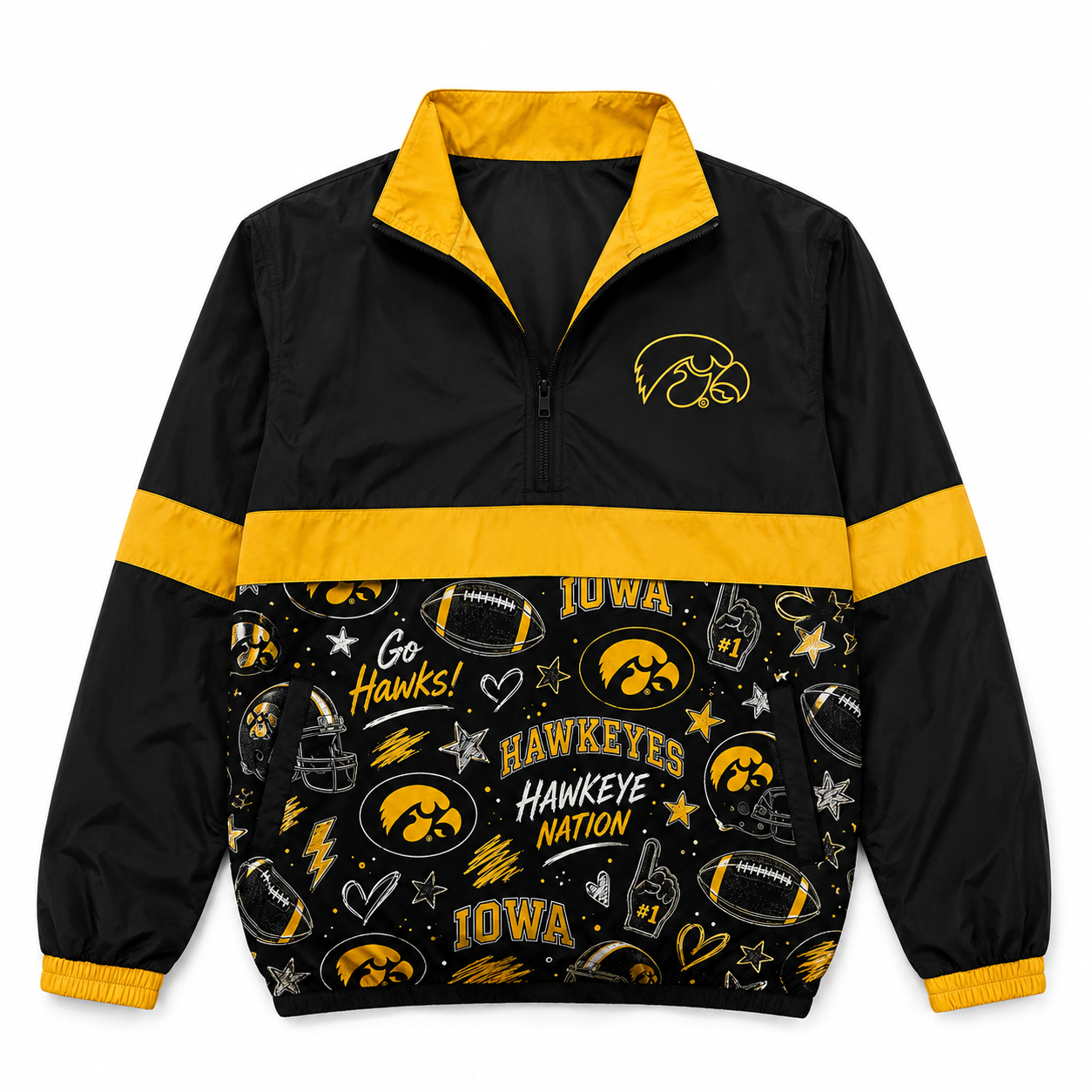 Pre-Order: Iowa Black & Yellow Windbreaker