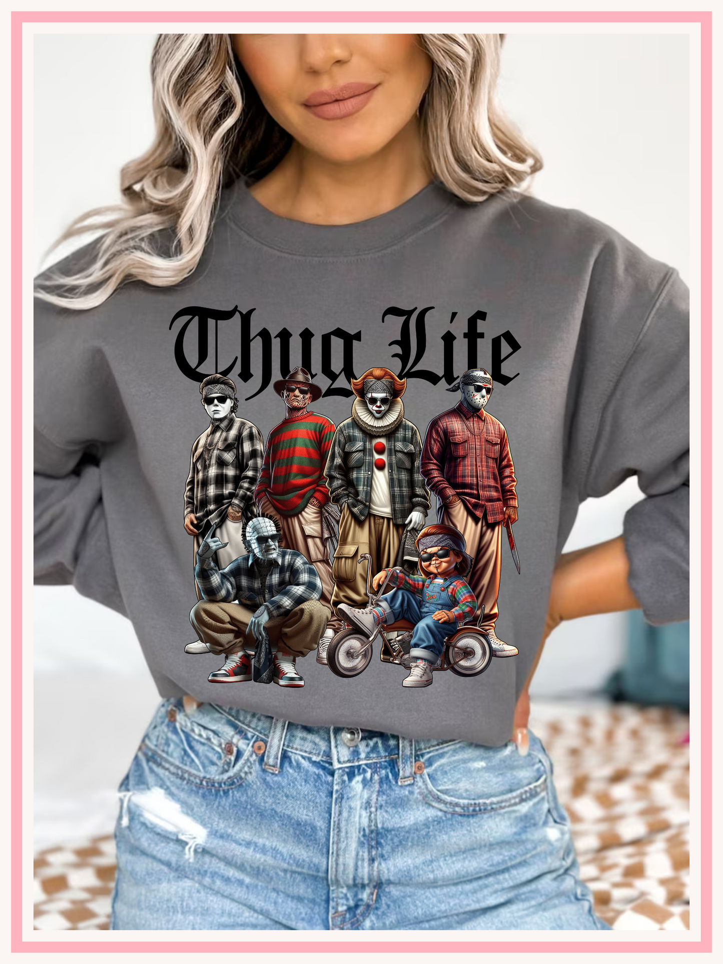 Halloween Horror Men Thug Life Crewneck