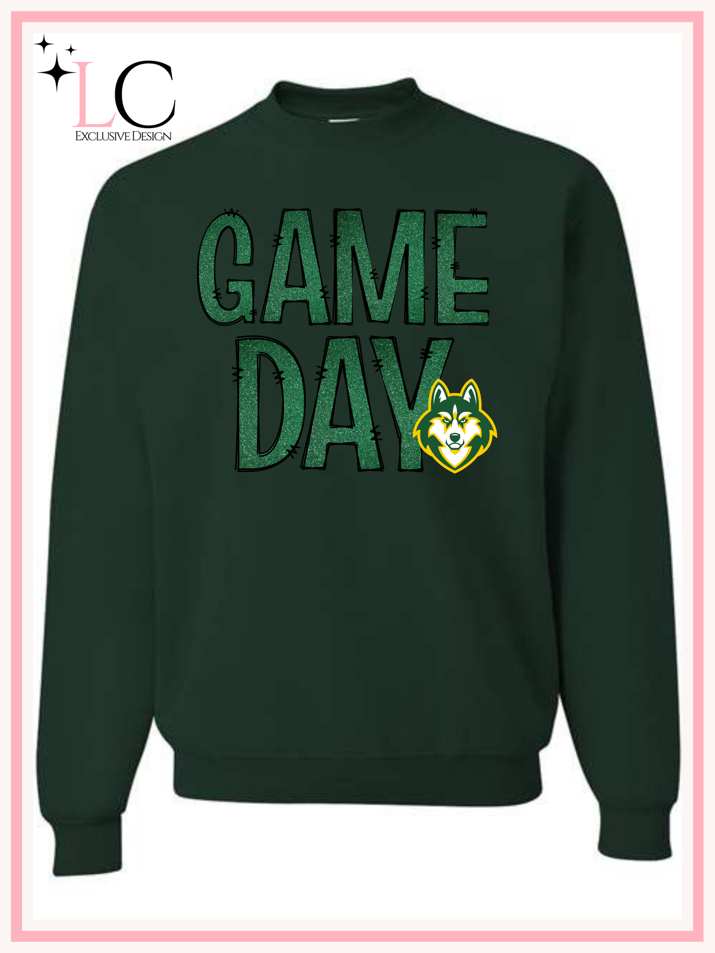 Meredith Middle School Faux Glitter Game Day Crewneck