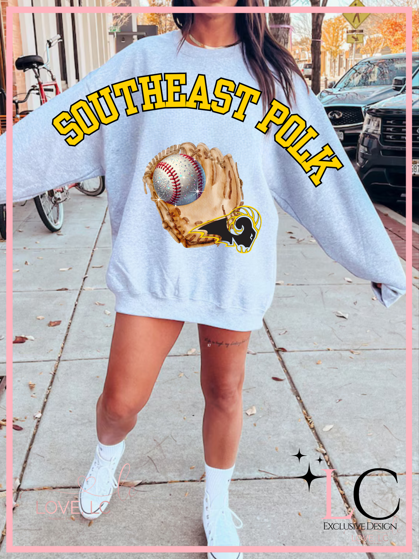 Southeast Polk Glitter Baseball Oversized Crewenck Sweatshirt