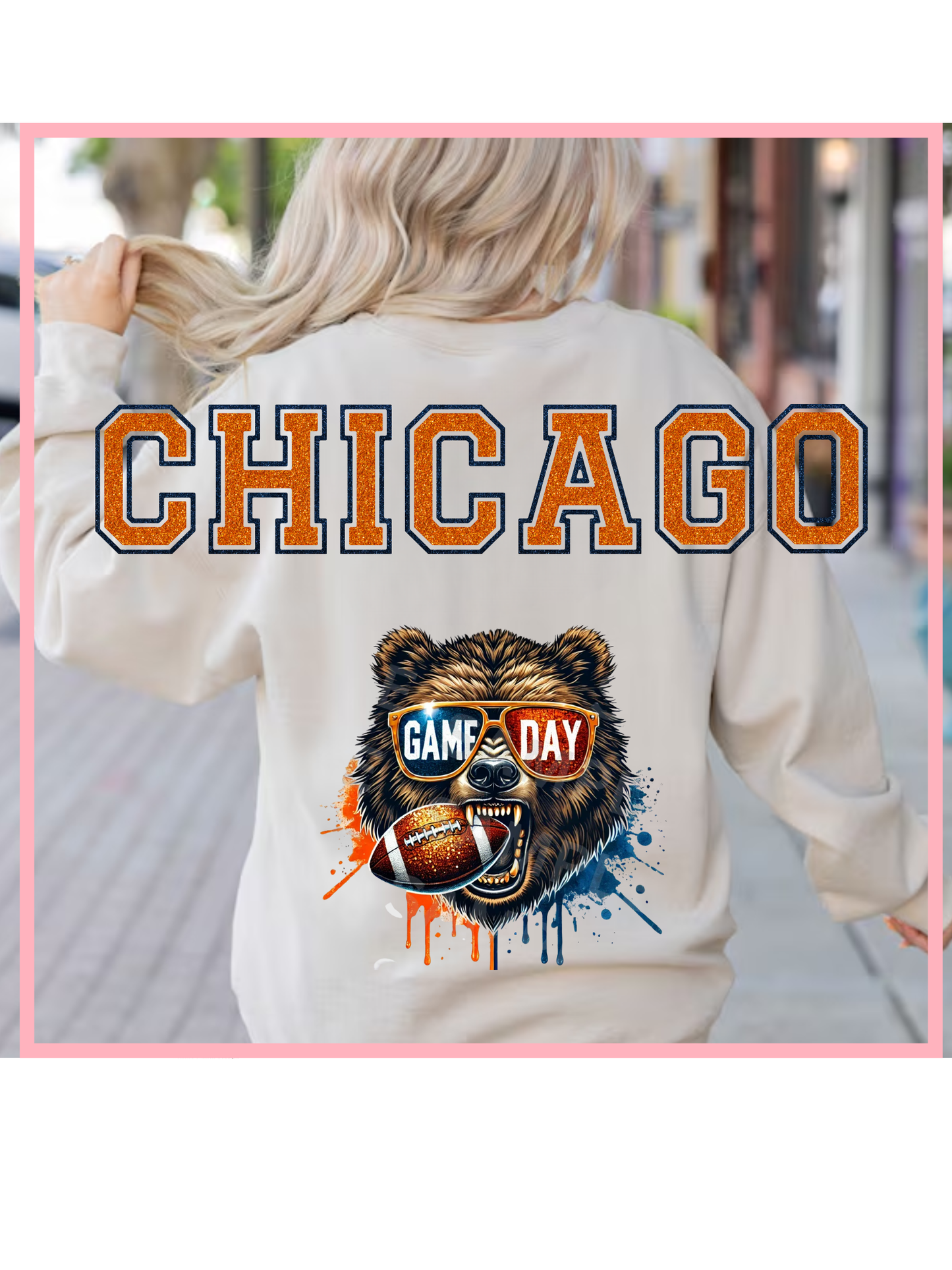 Large Print Chicago Bears Crewneck Sweatshirt
