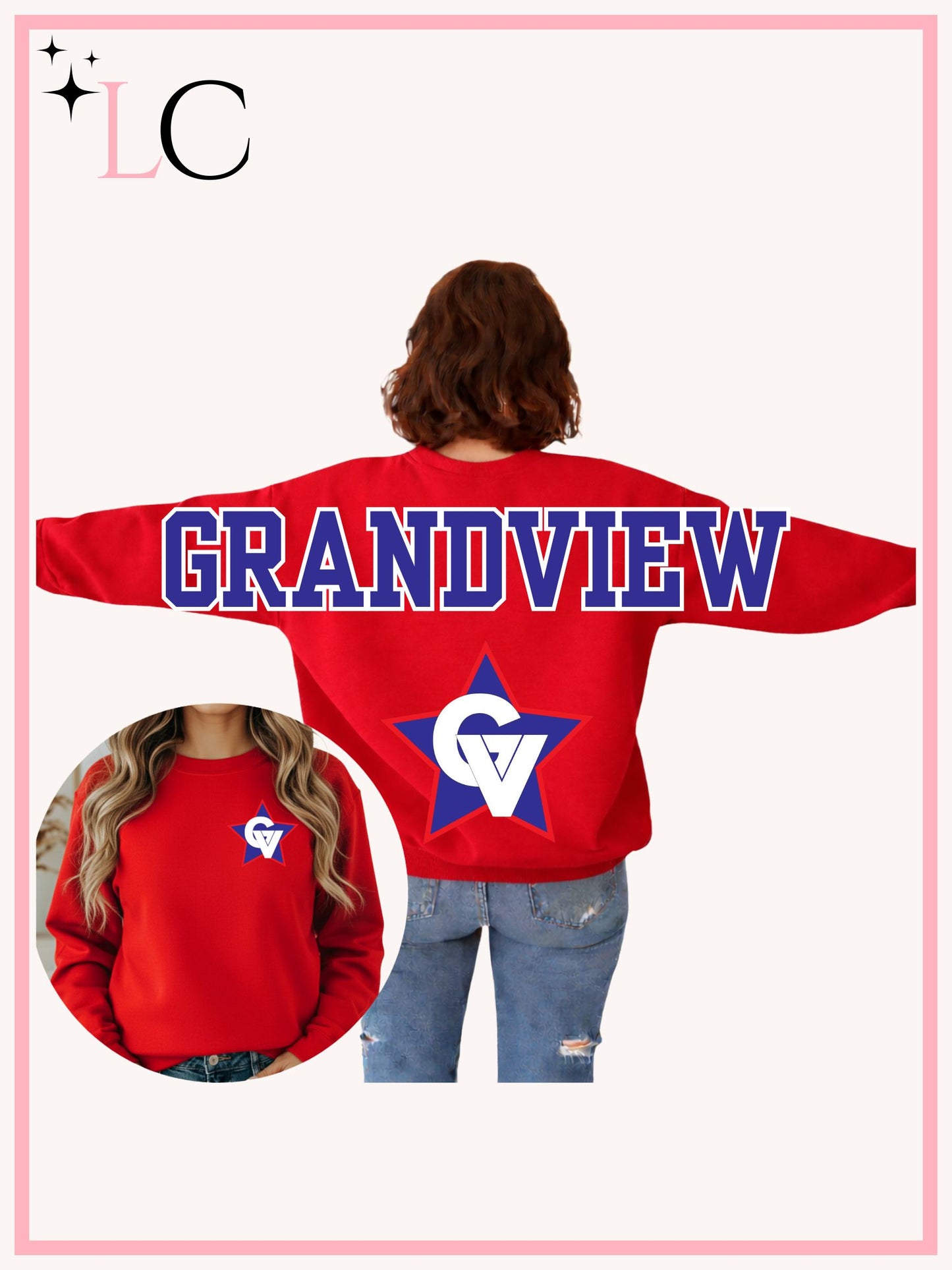 Grandview Large Print Crewneck Sweatshirt, Red