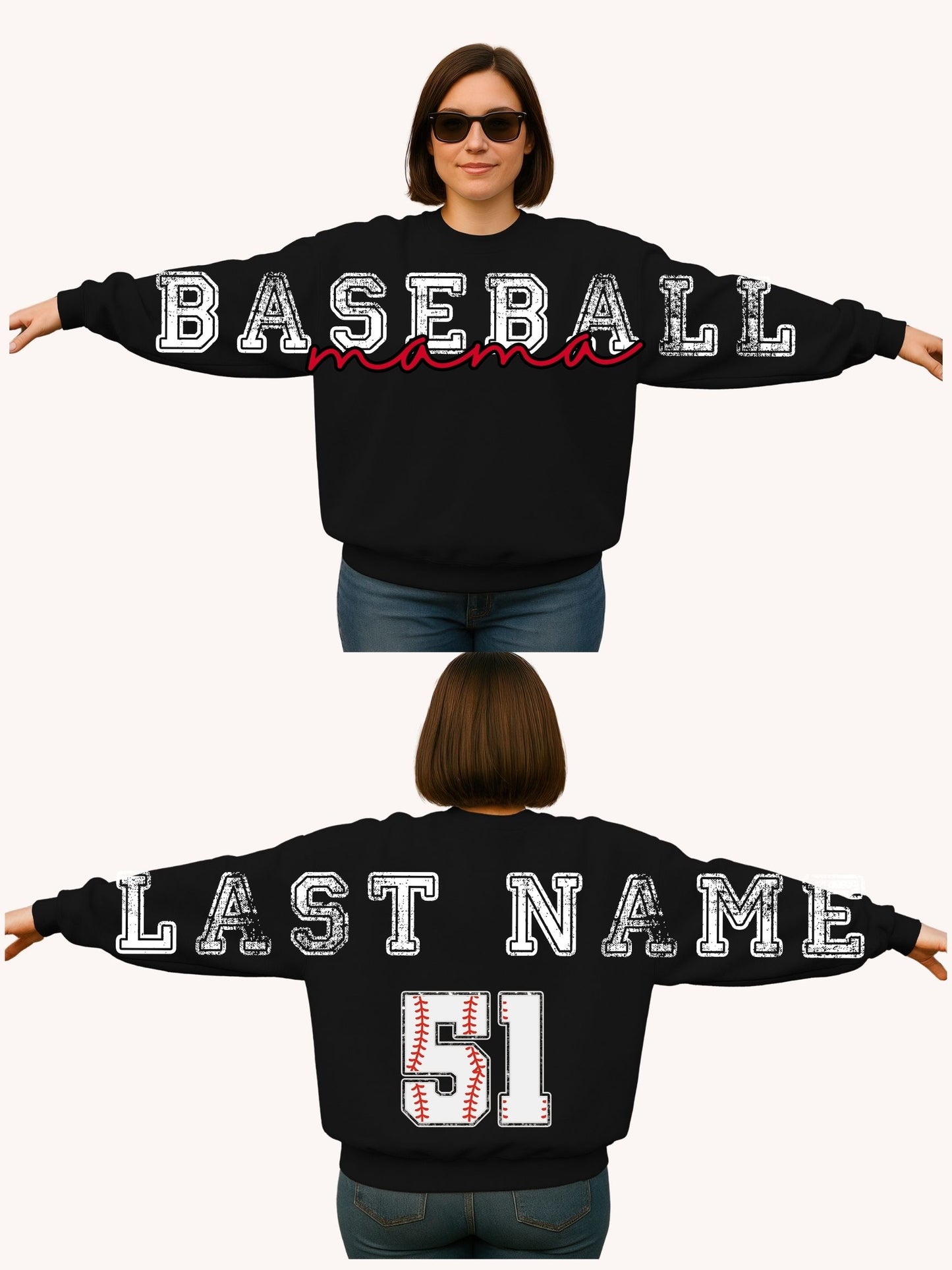 Baseball Mama Large Print Crewneck