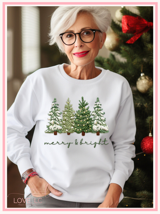 Faux Yarn Merry and Bright Crewneck