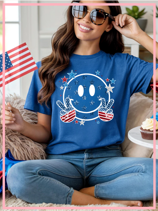 Happy 4th Faux Glitter Tee