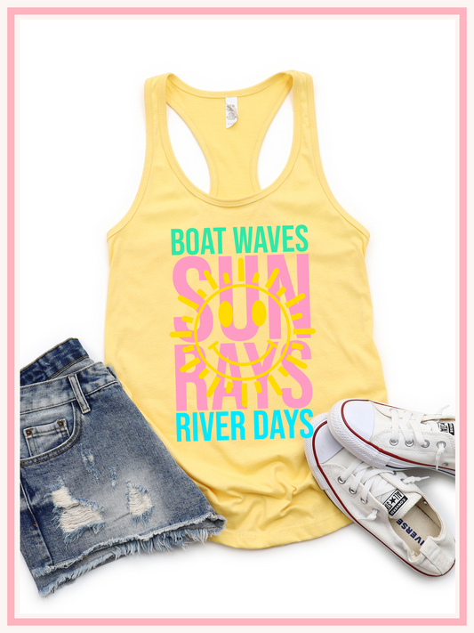 Boat Waves Sun Rays River Days Tank