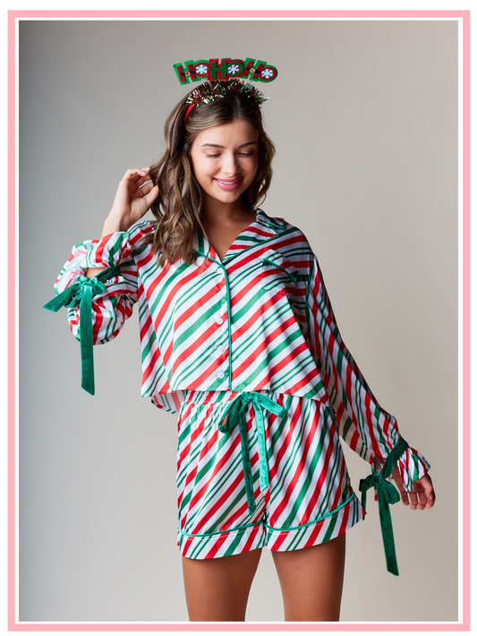 Candy Cane Striped Pajama Set
