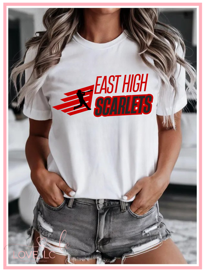 East High Scarlets Baseball Lines Tee