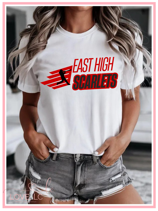 East High Scarlets Baseball Lines Tee