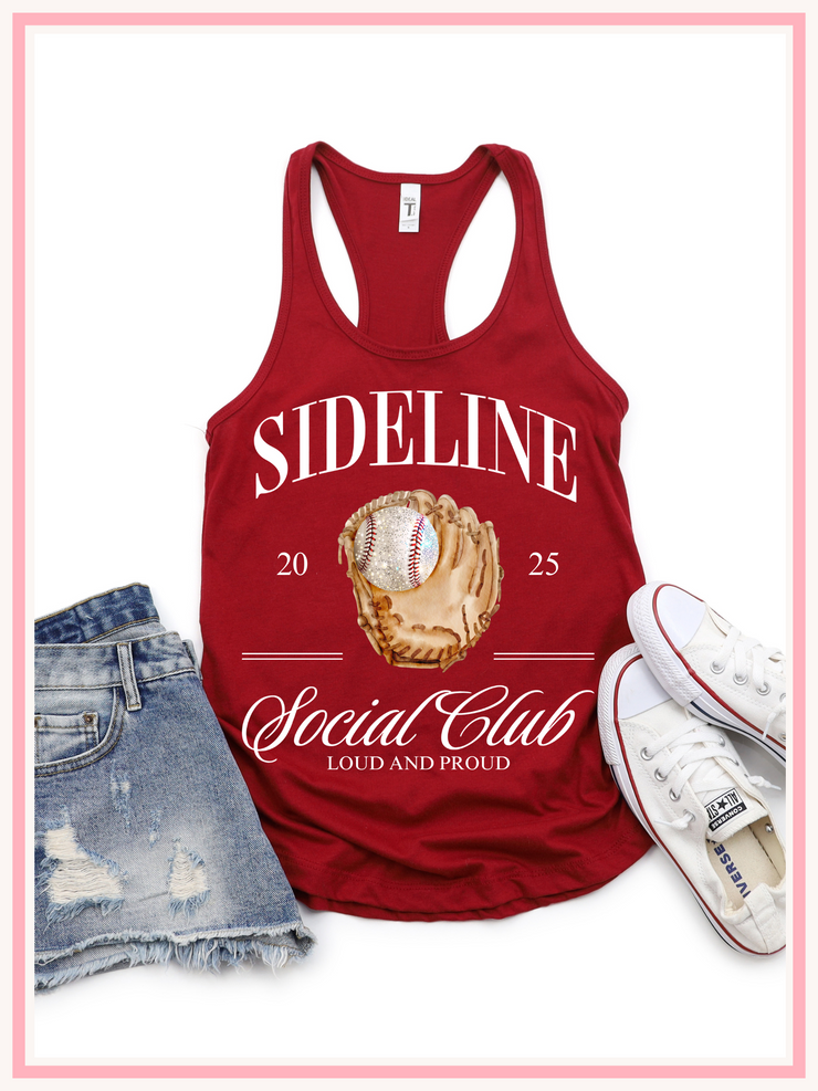 Sideline Social Club Tank White, Baseball