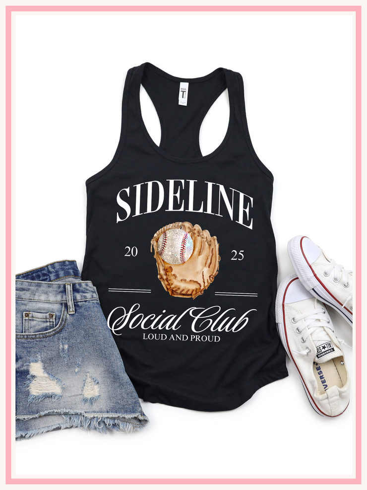 Sideline Social Club Tank White, Baseball