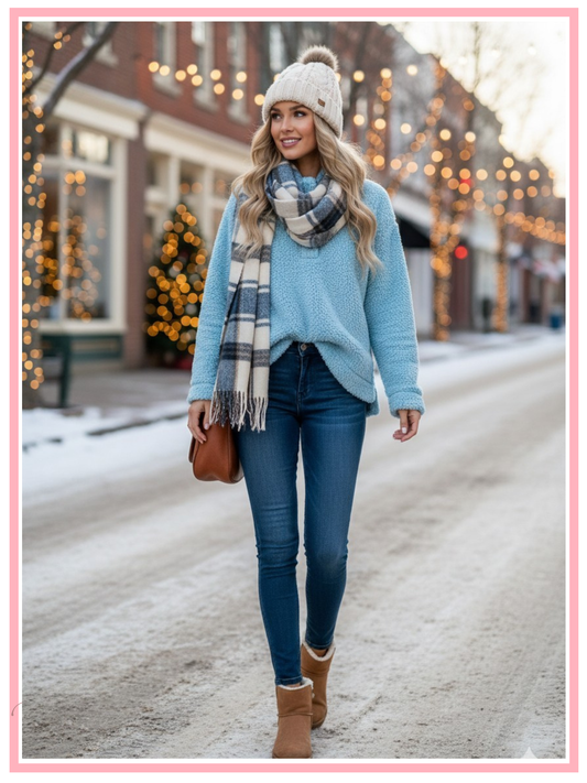 Cozy Days Sherpa Pullover, Blue