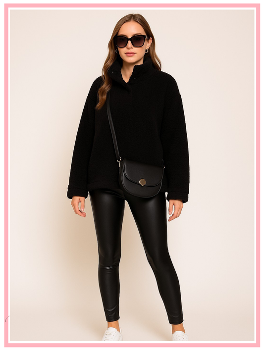 Cozy Days Sherpa Pullover, Black