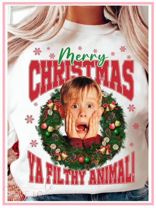 Merry Christmas Ya Filthy Animal Crewneck