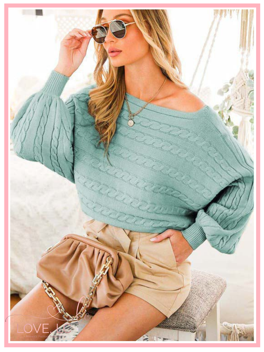 Dolman Sleeve Sweater, blue