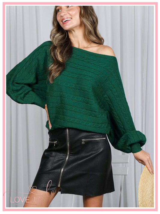 Dolman Sleeve Sweater, Hunter Green