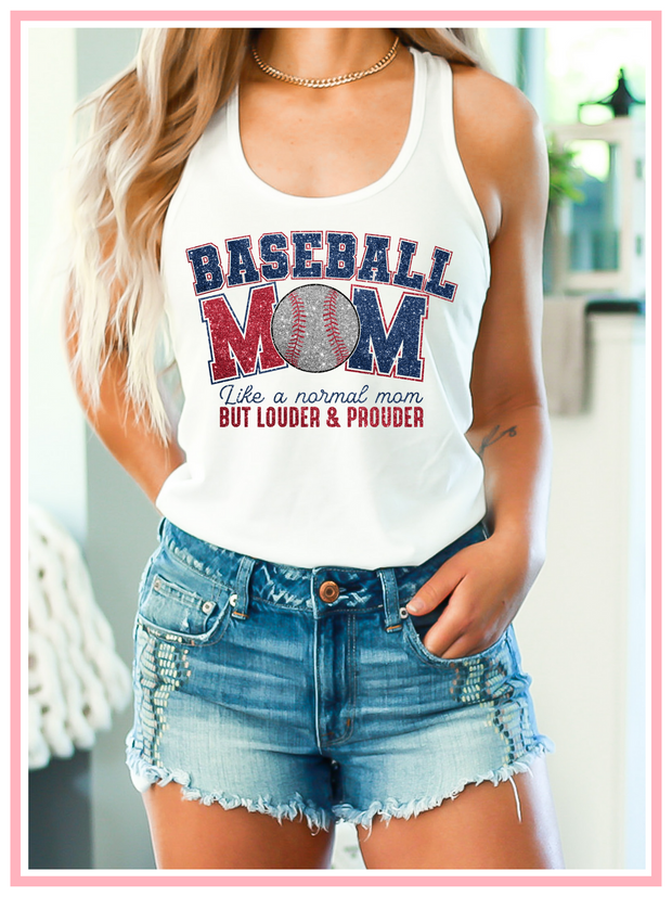 Baseball Mom but Louder and Prouder, White