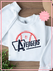 Des Moines Avengers Baseball Heart, White