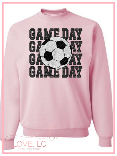 Soccer Faux Glitter Game Day, Light Pink