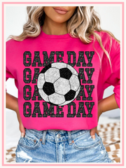 Soccer Faux Glitter Game Day, Pink
