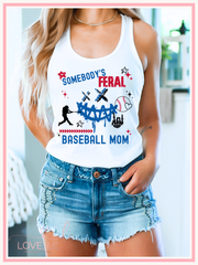 Sombody's Feral Baseball Mom, White