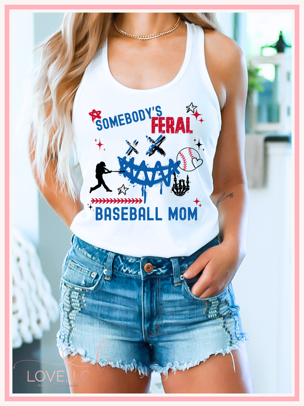 Sombody's Feral Baseball Mom, White