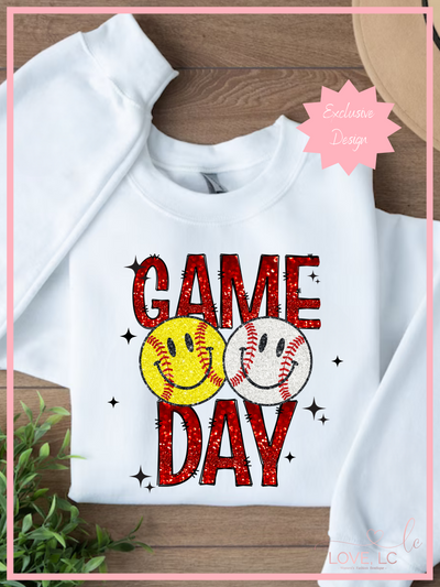 Game Day Softball & Baseball Crewneck, White