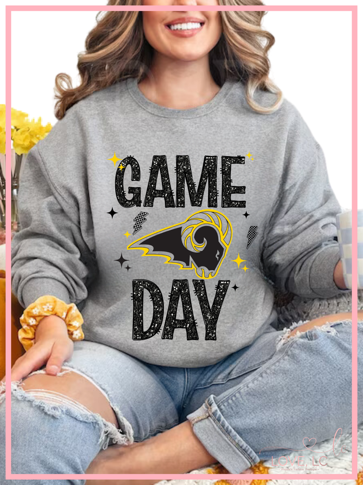 SEP Faux Glitter Game Day Crewneck Sweatshirt