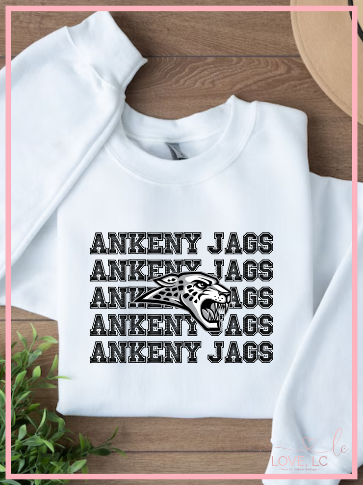 Ankeny Jaguars Crewneck Sweatshirt, Black Font