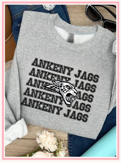 Ankeny Jaguars Crewneck Sweatshirt, Black Font