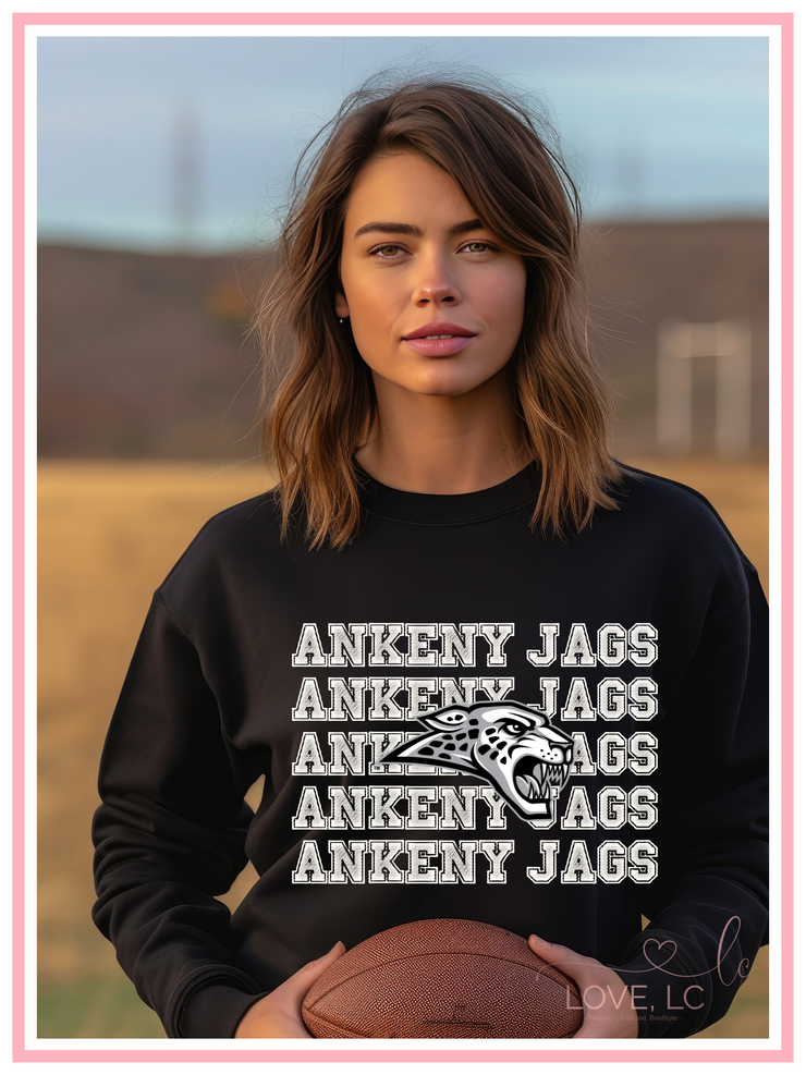 Ankeny Jaguars Crewneck Sweatshirt, Black Font