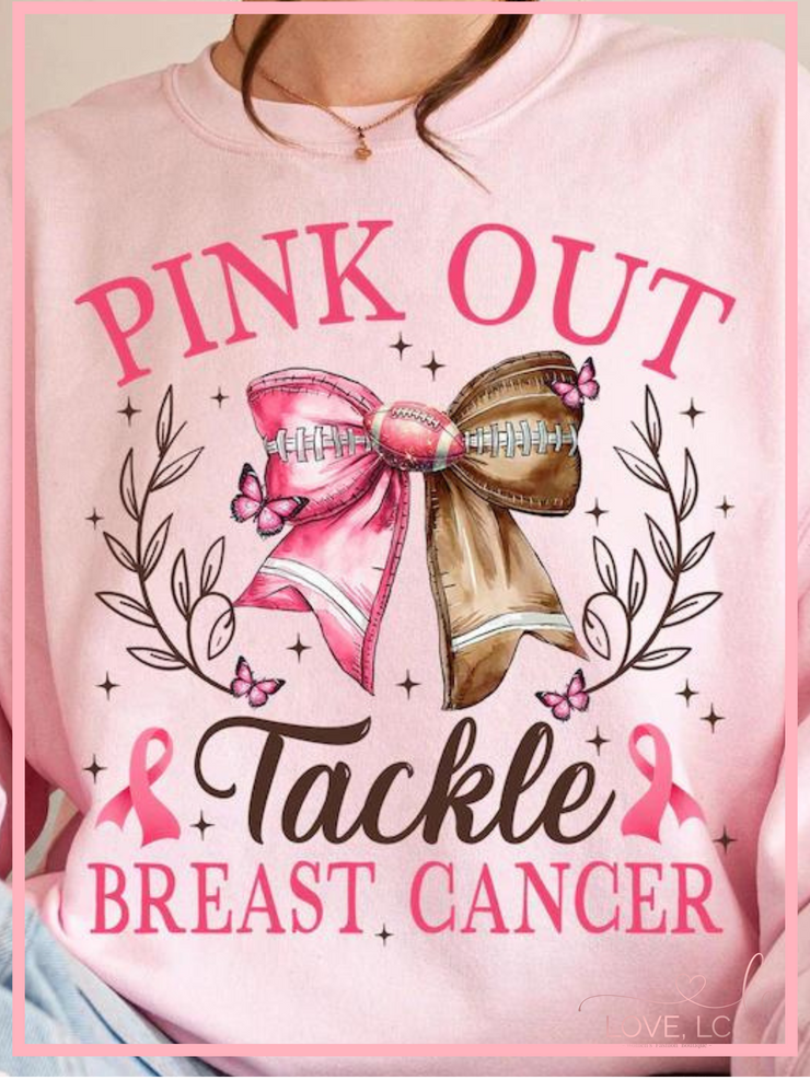 Pink Out Tackle Breast Cancer Pink Crewneck Sweatshirt