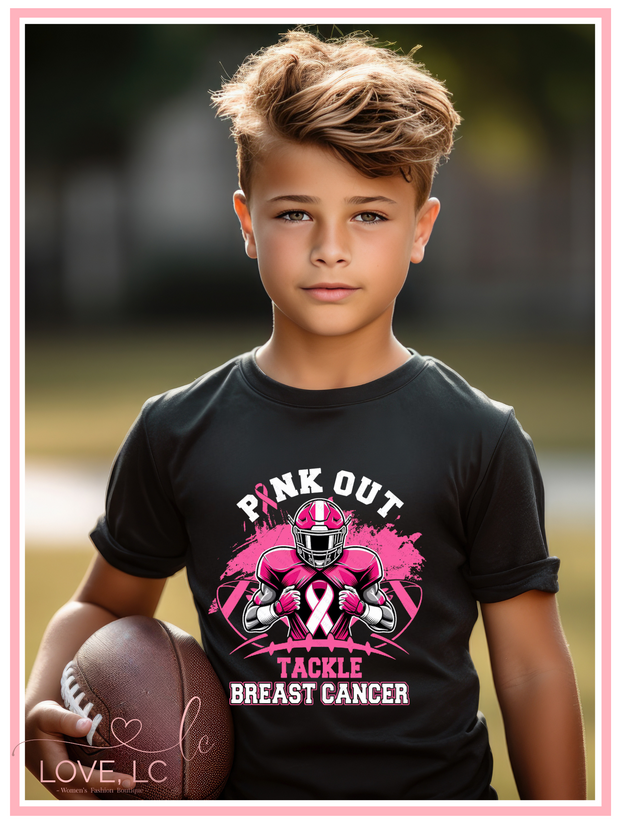 Pink Out Football Black Tee