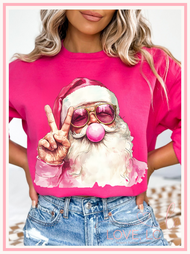 Pink Santa Bubblegum Pink Crewneck Sweatshirt