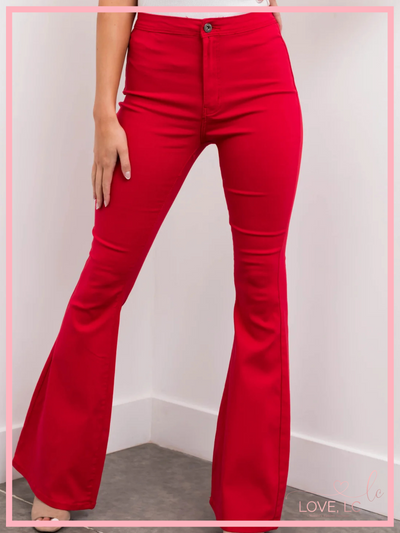 High Waist Flares, Red