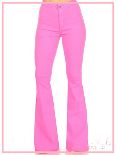 High Waist Flares, Neon Pink