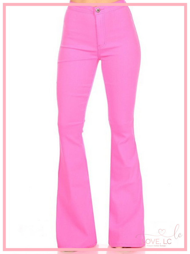 High Waist Flares, Neon Pink