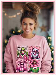 Bubblegum Christmas Faces Crewneck Sweatshirt