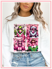 Bubblegum Christmas Faces Crewneck Sweatshirt