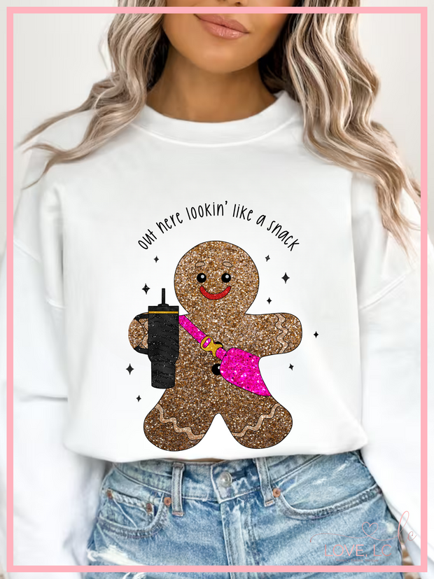 Lookin' Like A Snack Gingerbread Crewneck Sweatshirt