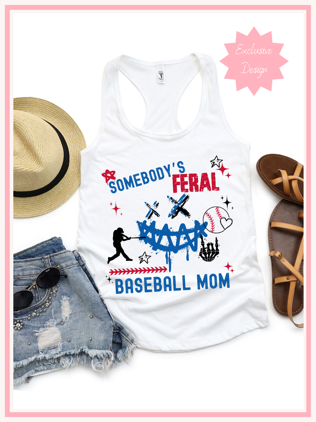 Somebody's Feral Baseball Mom, White