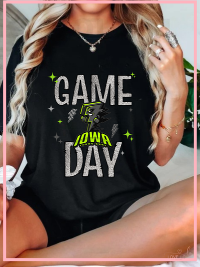 Iowa Young Guns Silver Faux Glitter Game Day Tshirt