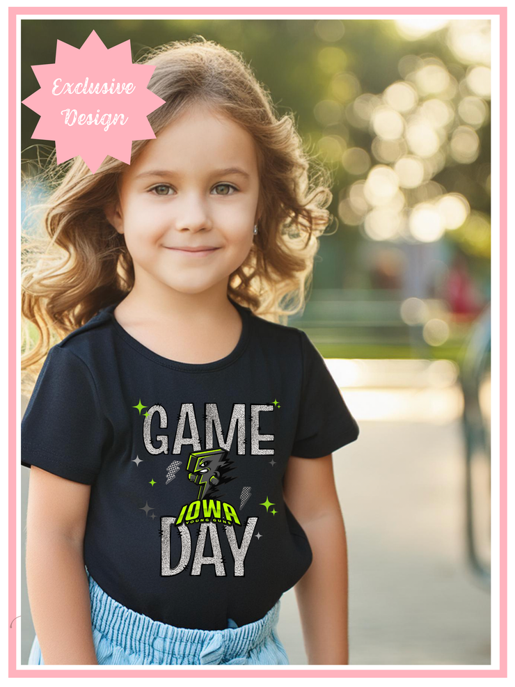 Iowa Young Guns Silver Faux Glitter Game Day Tee, YOUTH