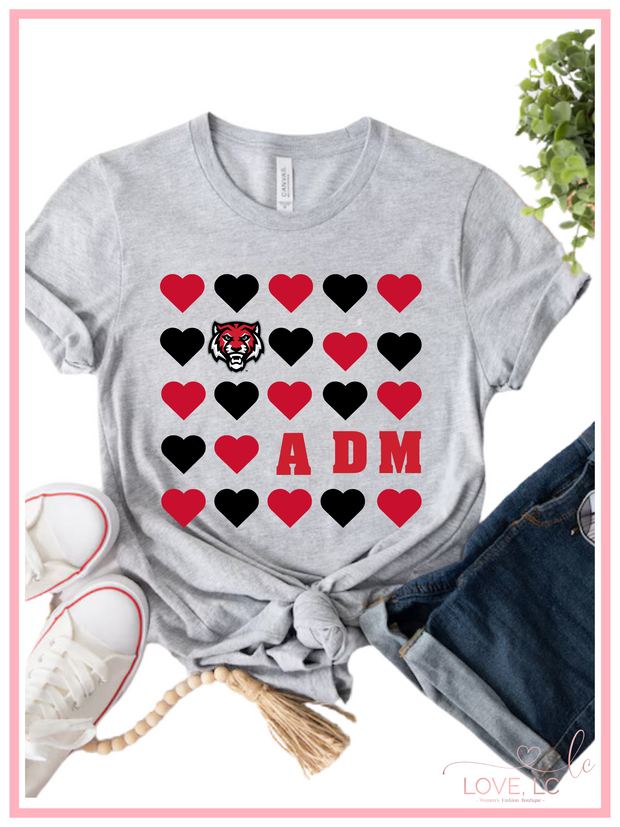 ADM TIGERS Hearts & Logo T-shirt