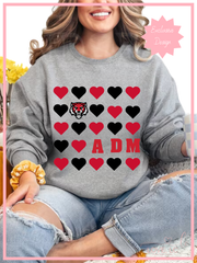 ADM TIGERS Hearts & Logo Crewneck Sweatshirt