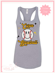 SEP Curve Faux Glitter Baseball Tank