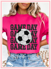 Faux Glitter Soccer Game Day Crewneck Sweatshirt