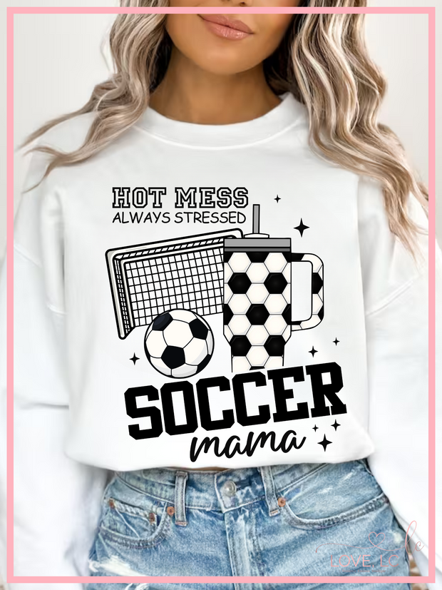 Hot Mess Soccer Mama Crewneck Sweatshirt