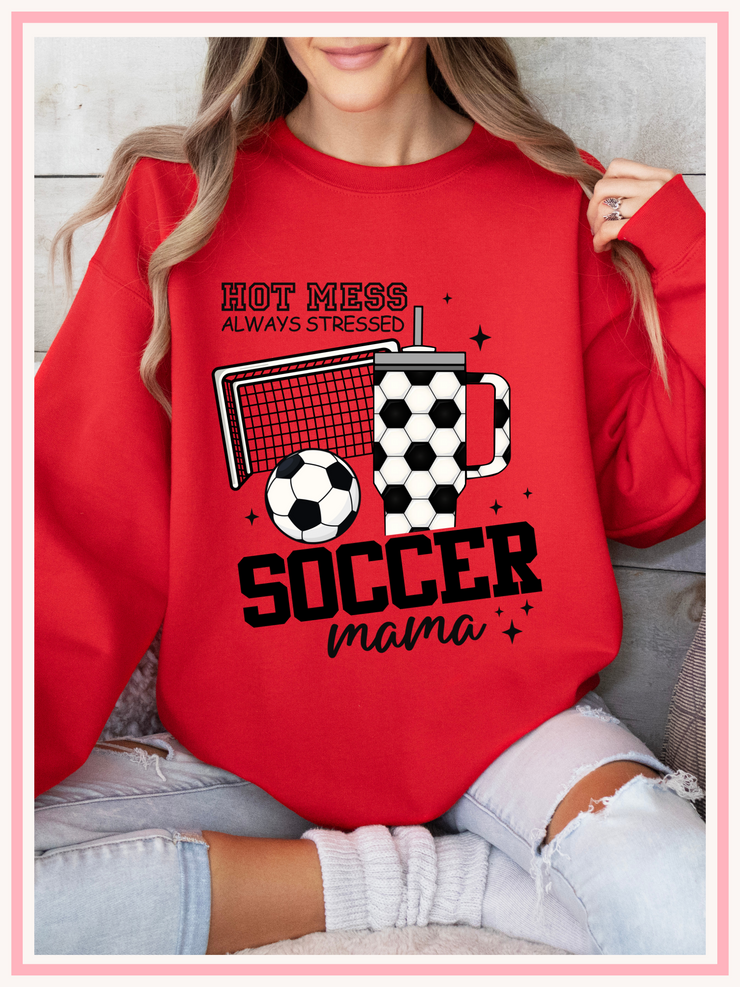 Hot Mess Soccer Mama Crewneck Sweatshirt